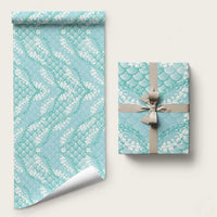 Light Turquoise Mermaid Puakenikeni Maile Lei Wrapping Paper LT01 58" × 23" Turquoise - Polynesian Pride