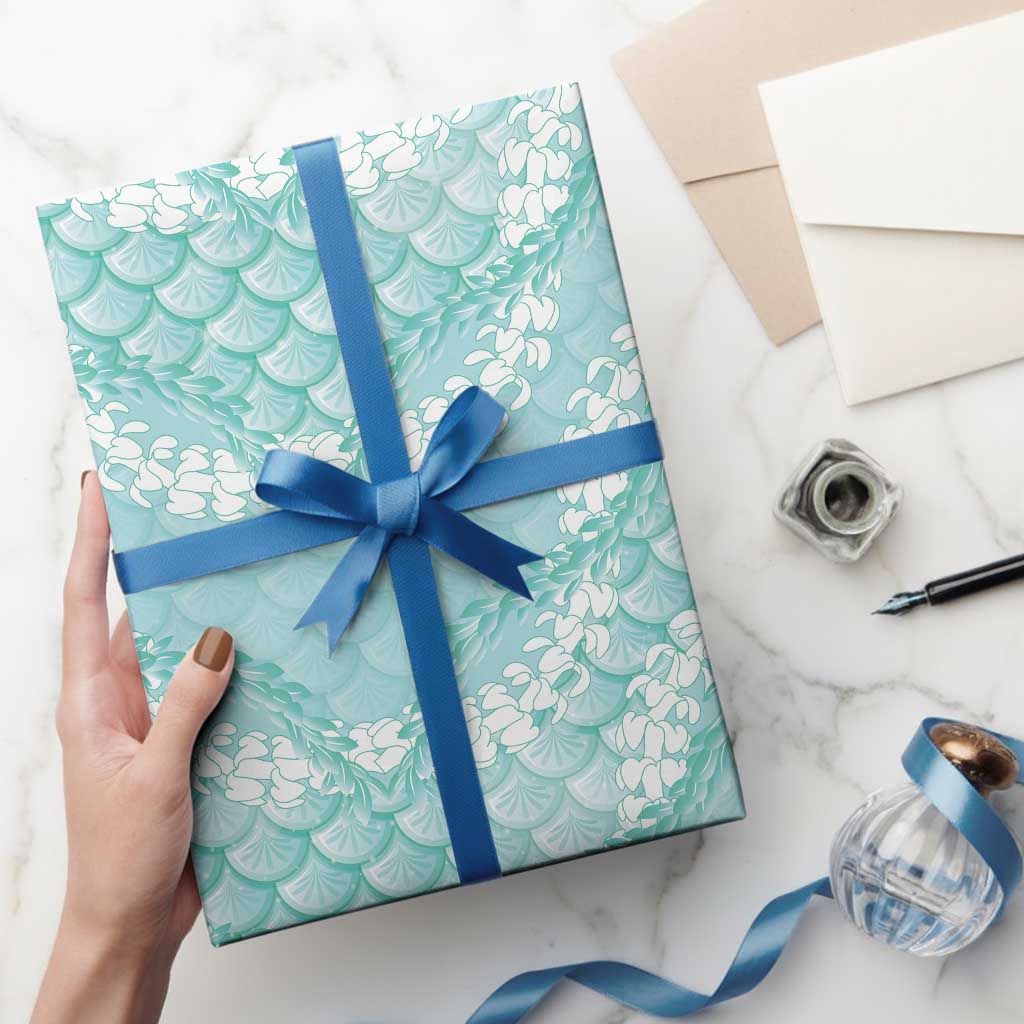 Light Turquoise Mermaid Puakenikeni Maile Lei Wrapping Paper LT01 - Polynesian Pride