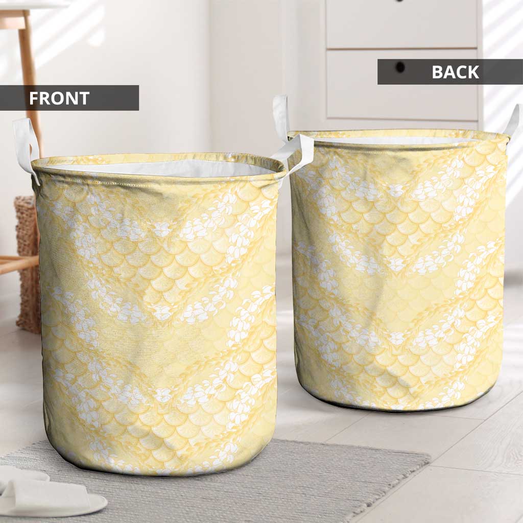 Pastel Yellow Mermaid Puakenikeni Maile Lei Laundry Basket LT01 - Polynesian Pride