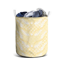 Pastel Yellow Mermaid Puakenikeni Maile Lei Laundry Basket LT01 - Polynesian Pride