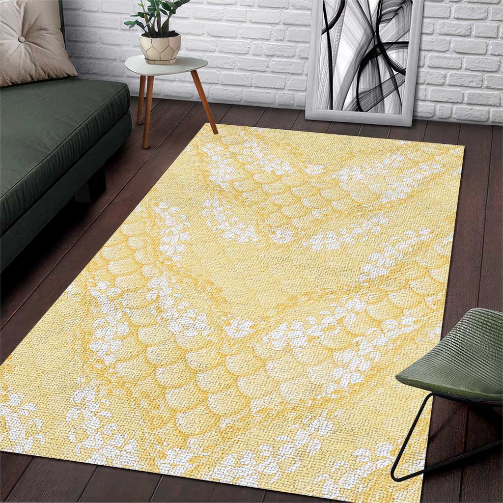 Pastel Yellow Mermaid Puakenikeni Maile Lei Area Rug LT01 Yellow - Polynesian Pride