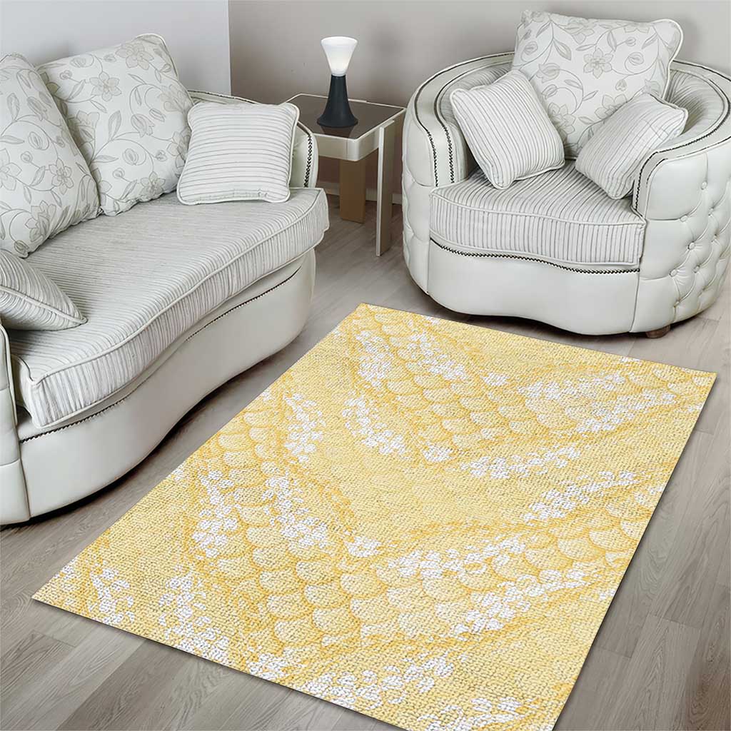 Pastel Yellow Mermaid Puakenikeni Maile Lei Area Rug LT01 - Polynesian Pride