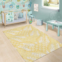 Pastel Yellow Mermaid Puakenikeni Maile Lei Area Rug LT01 - Polynesian Pride