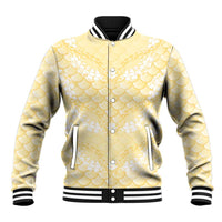 Pastel Yellow Mermaid Puakenikeni Maile Lei Baseball Jacket LT01 Unisex Yellow - Polynesian Pride