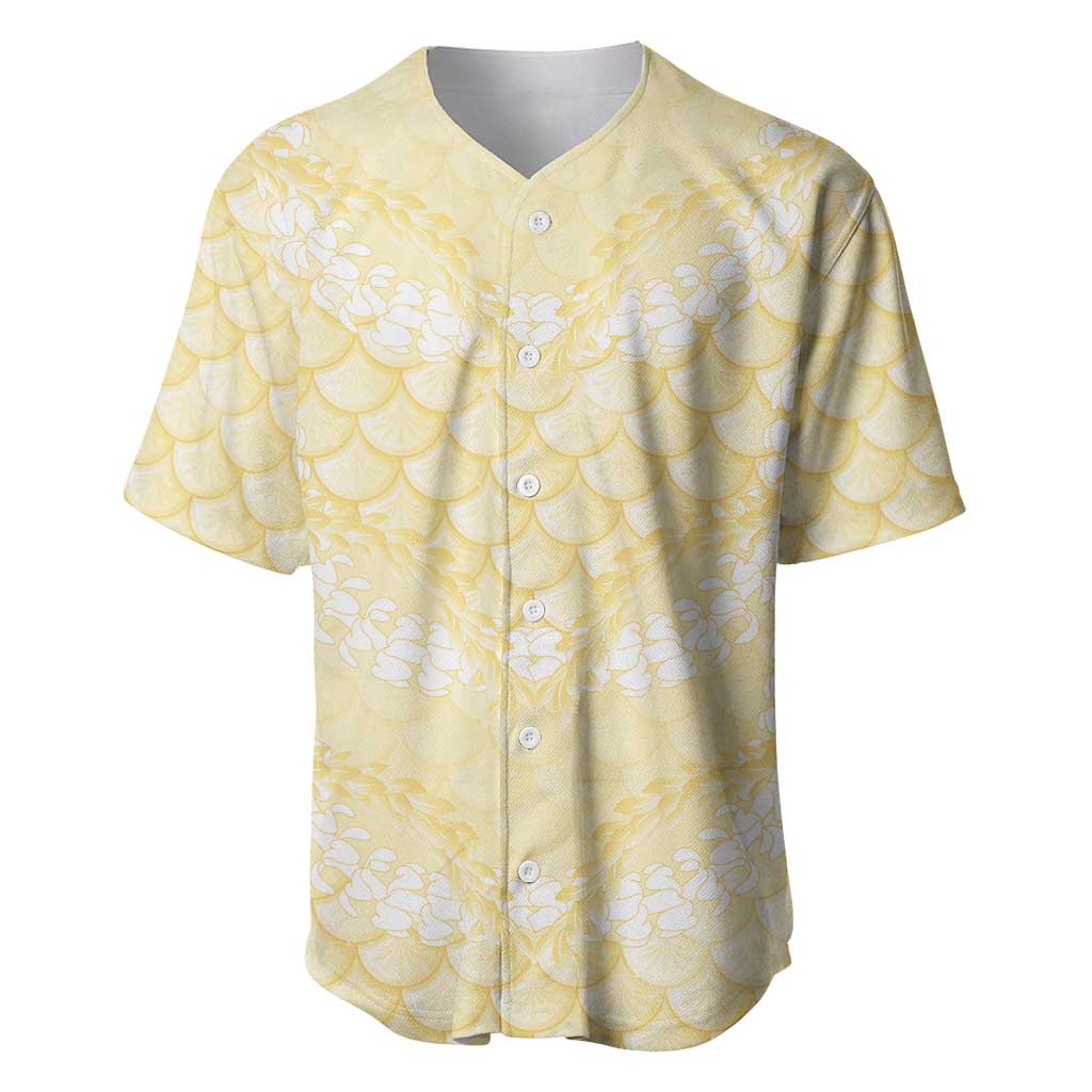 Pastel Yellow Mermaid Puakenikeni Maile Lei Baseball Jersey LT01 Yellow - Polynesian Pride