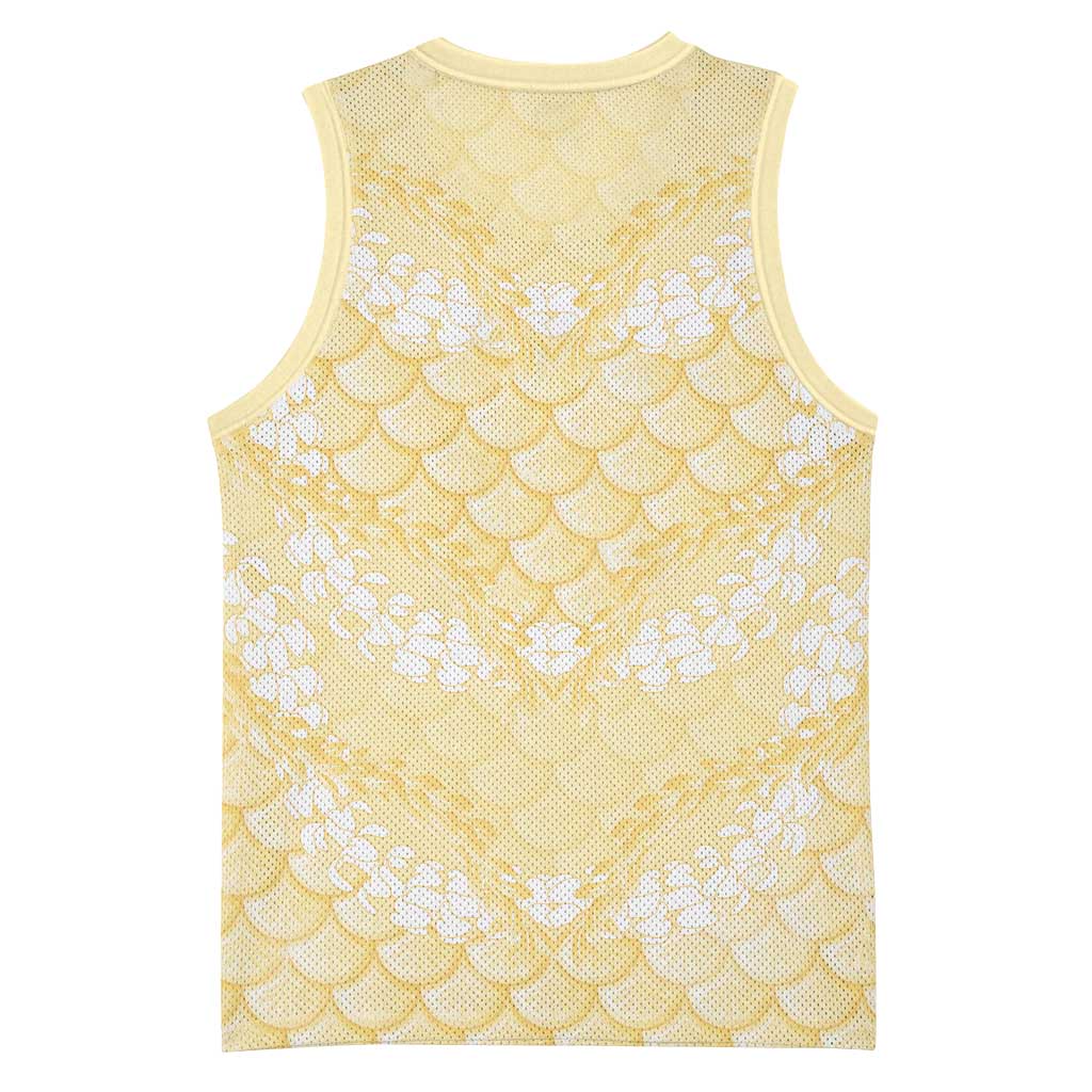 Pastel Yellow Mermaid Puakenikeni Maile Lei Basketball Jersey LT01 - Polynesian Pride