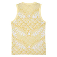Pastel Yellow Mermaid Puakenikeni Maile Lei Basketball Jersey LT01 - Polynesian Pride