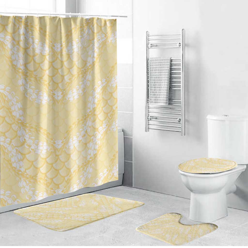 Pastel Yellow Mermaid Puakenikeni Maile Lei Bathroom Set LT01 Bathroom Set (4 pcs) Yellow - Polynesian Pride
