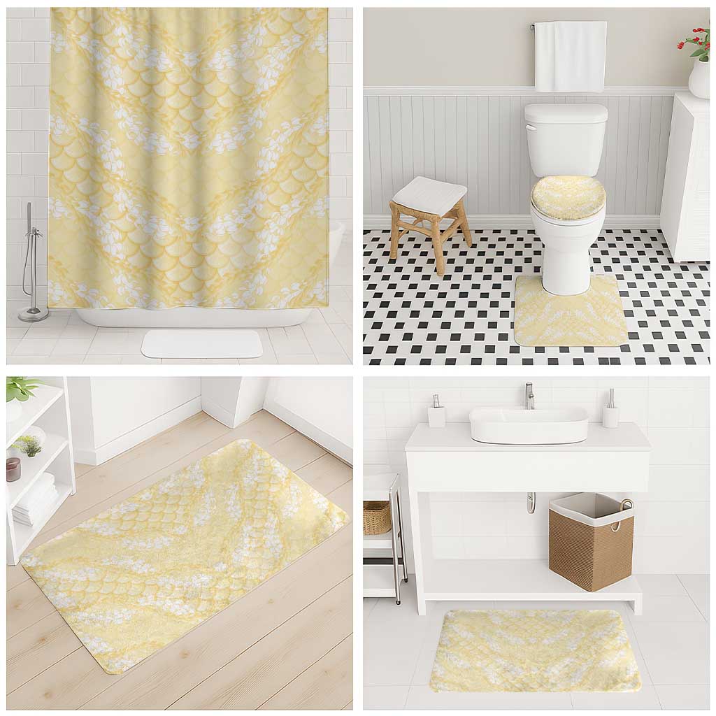 Pastel Yellow Mermaid Puakenikeni Maile Lei Bathroom Set LT01 - Polynesian Pride