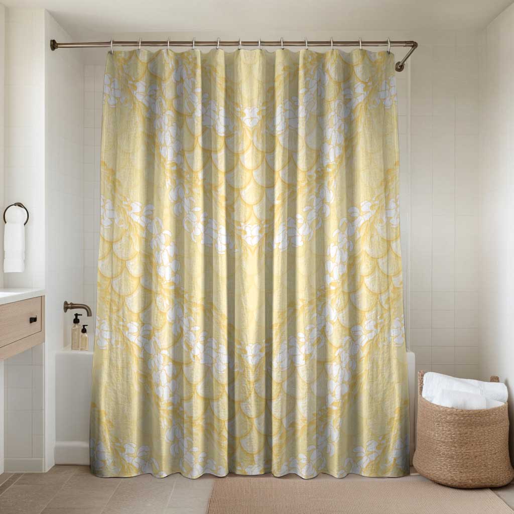 Pastel Yellow Mermaid Puakenikeni Maile Lei Bathroom Set LT01 Shower Curtain Only Yellow - Polynesian Pride