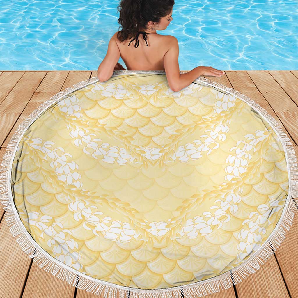 Pastel Yellow Mermaid Puakenikeni Maile Lei Beach Blanket LT01 - Polynesian Pride