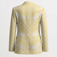 Pastel Yellow Mermaid Puakenikeni Maile Lei Blazer LT01 - Polynesian Pride