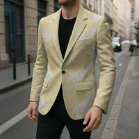 Pastel Yellow Mermaid Puakenikeni Maile Lei Blazer LT01 - Polynesian Pride