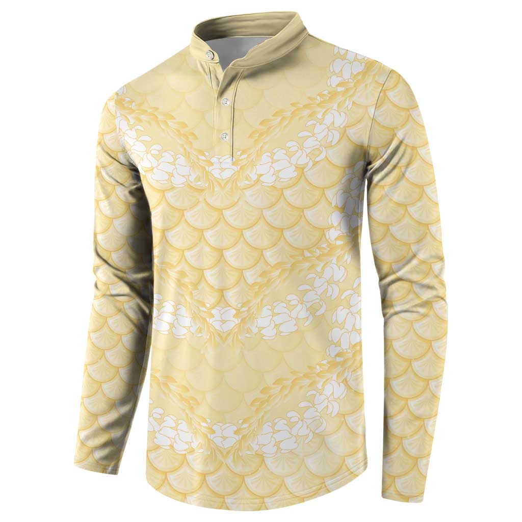 Pastel Yellow Mermaid Puakenikeni Maile Lei Button Sweatshirt LT01 - Polynesian Pride