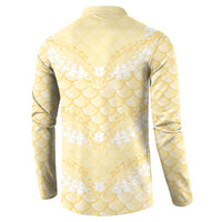 Pastel Yellow Mermaid Puakenikeni Maile Lei Button Sweatshirt LT01 - Polynesian Pride