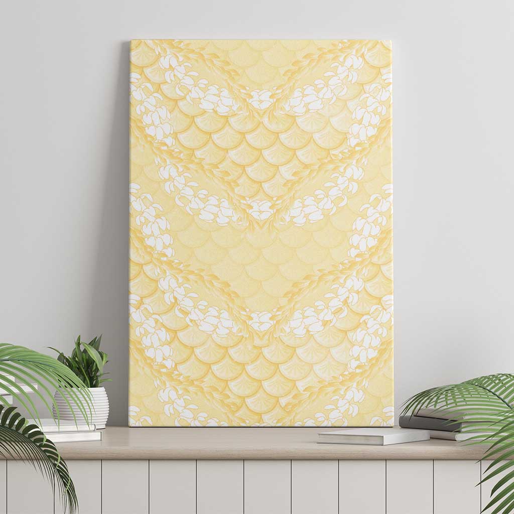 Pastel Yellow Mermaid Puakenikeni Maile Lei Canvas Wall Art LT01 - Polynesian Pride