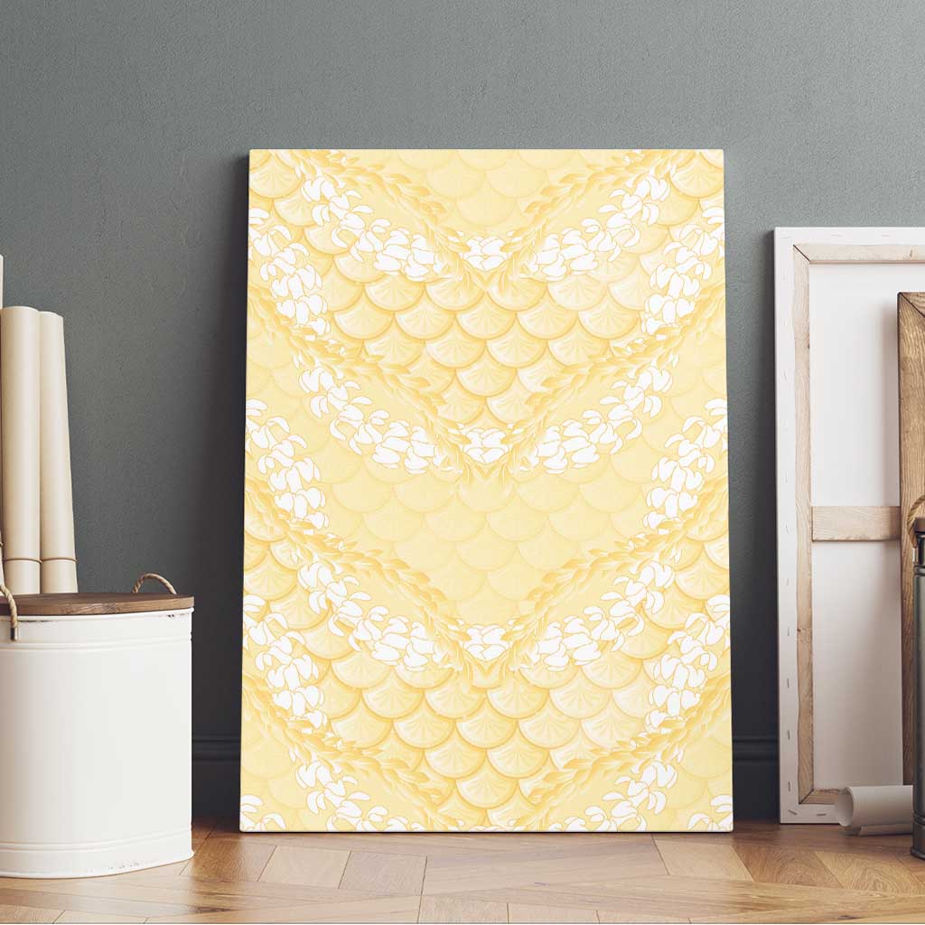 Pastel Yellow Mermaid Puakenikeni Maile Lei Canvas Wall Art LT01 - Polynesian Pride