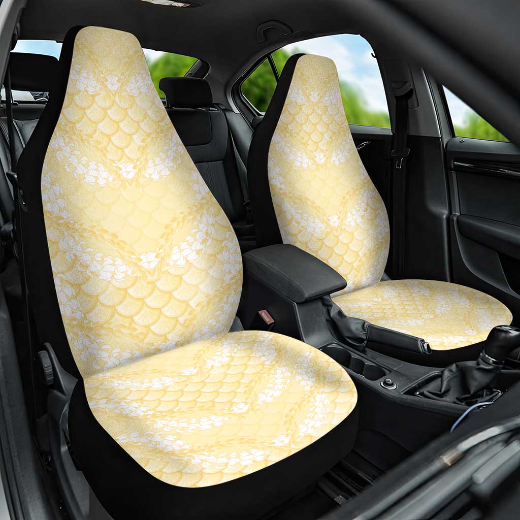 Pastel Yellow Mermaid Puakenikeni Maile Lei Car Seat Cover