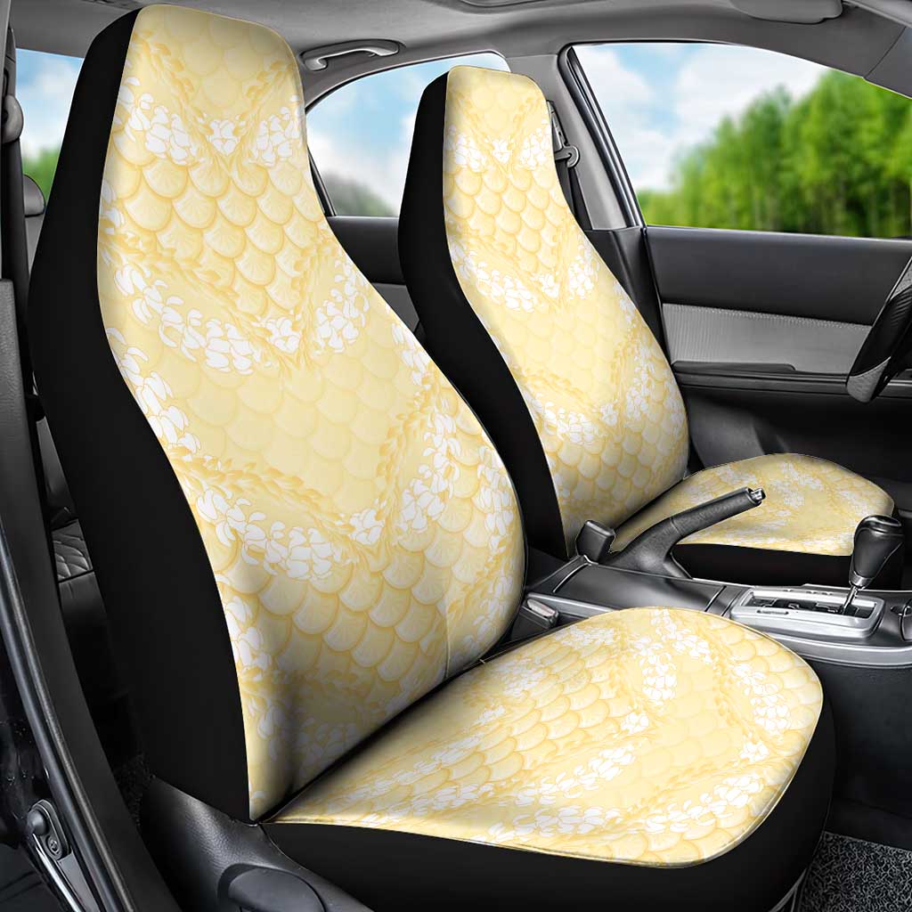 Pastel Yellow Mermaid Puakenikeni Maile Lei Car Seat Cover