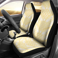 Pastel Yellow Mermaid Puakenikeni Maile Lei Car Seat Cover