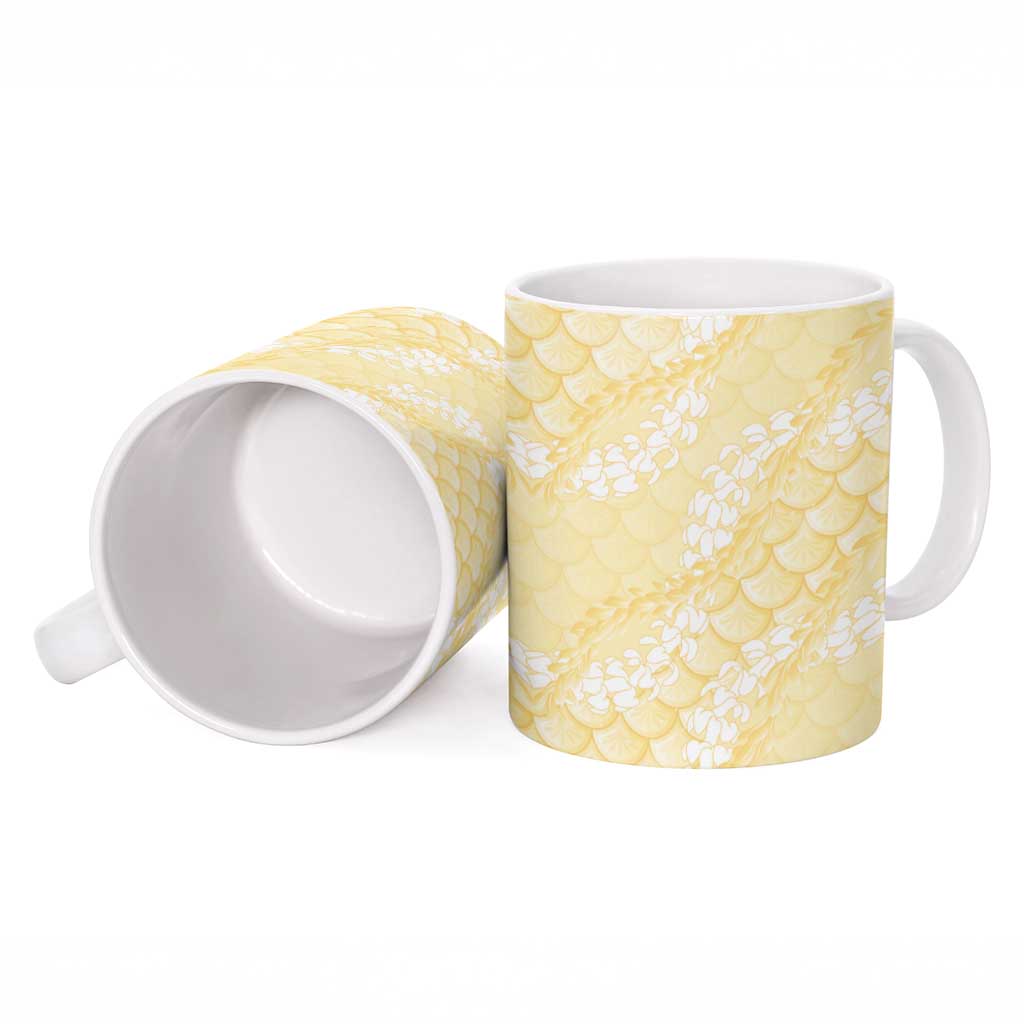 Pastel Yellow Mermaid Puakenikeni Maile Lei Ceramic Mug LT01 - Polynesian Pride
