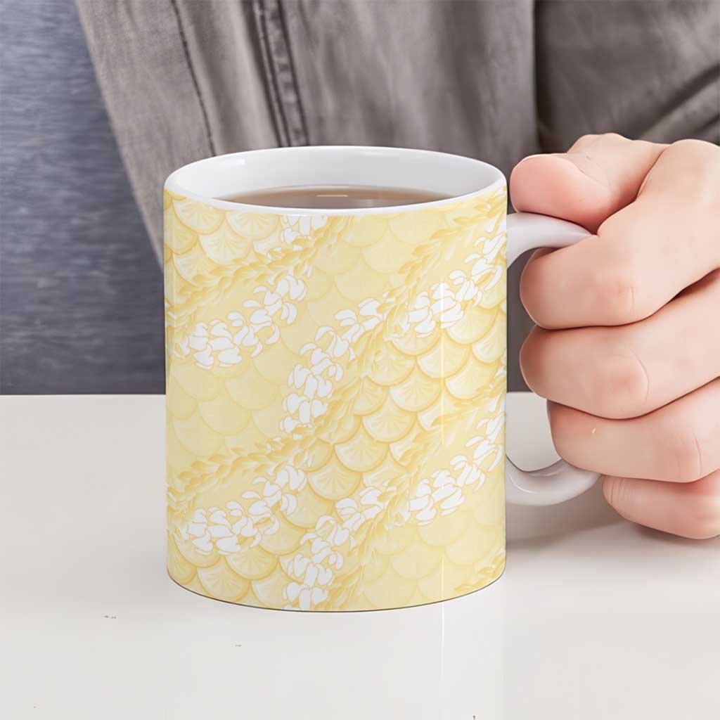 Pastel Yellow Mermaid Puakenikeni Maile Lei Ceramic Mug LT01 - Polynesian Pride