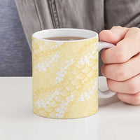 Pastel Yellow Mermaid Puakenikeni Maile Lei Ceramic Mug LT01 - Polynesian Pride