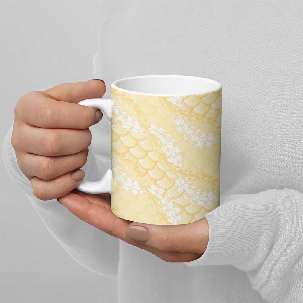 Pastel Yellow Mermaid Puakenikeni Maile Lei Ceramic Mug LT01 - Polynesian Pride