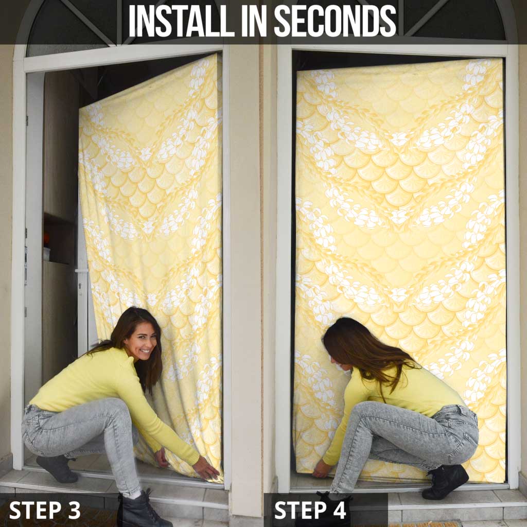 Pastel Yellow Mermaid Puakenikeni Maile Lei Door Cover LT01 - Polynesian Pride