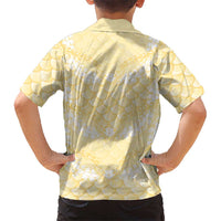 Pastel Yellow Mermaid Puakenikeni Maile Lei Family Matching Mermaid Dress and Hawaiian Shirt
