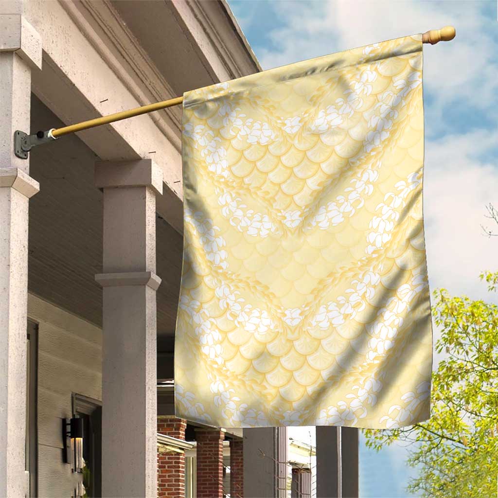 Pastel Yellow Mermaid Puakenikeni Maile Lei Garden Flag