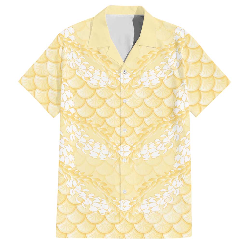 Pastel Yellow Mermaid Puakenikeni Maile Lei Hawaiian Shirt LT01 Yellow - Polynesian Pride