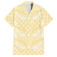 Pastel Yellow Mermaid Puakenikeni Maile Lei Hawaiian Shirt LT01 Yellow - Polynesian Pride