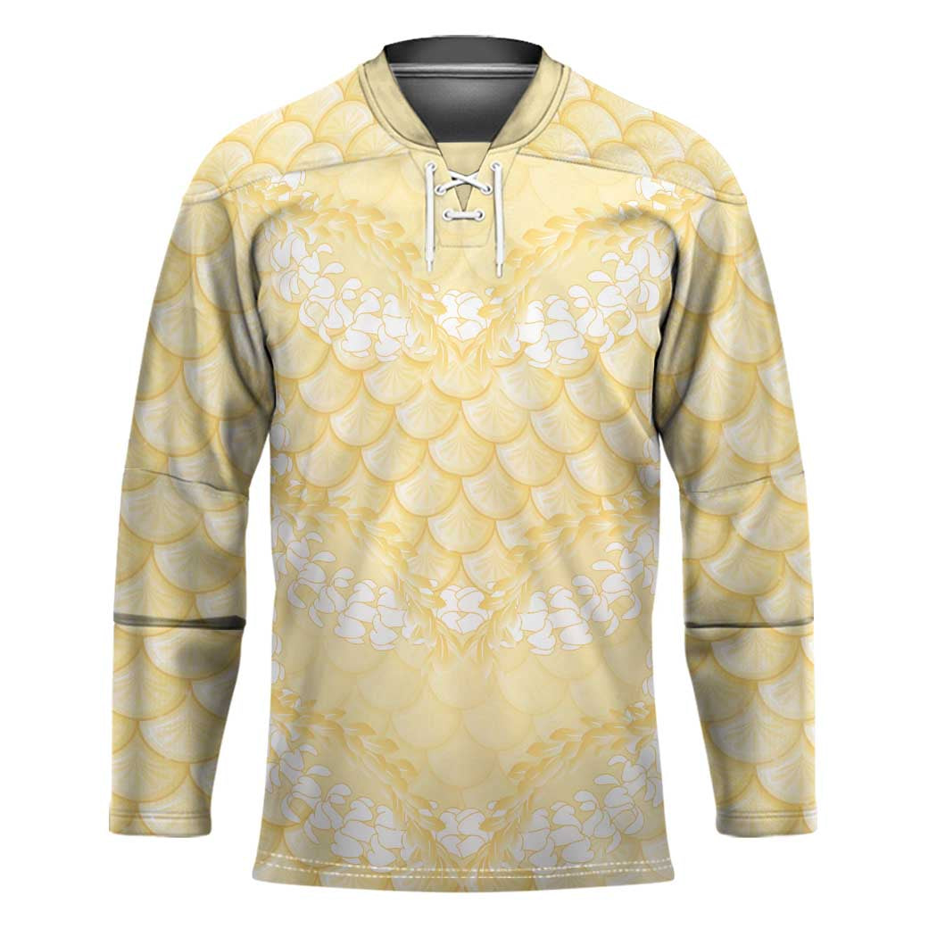 Pastel Yellow Mermaid Puakenikeni Maile Lei Hockey Jersey LT01 Unisex Yellow - Polynesian Pride