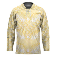 Pastel Yellow Mermaid Puakenikeni Maile Lei Hockey Jersey LT01 Unisex Yellow - Polynesian Pride