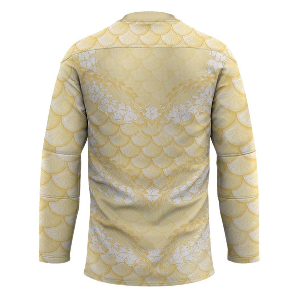 Pastel Yellow Mermaid Puakenikeni Maile Lei Hockey Jersey LT01 - Polynesian Pride