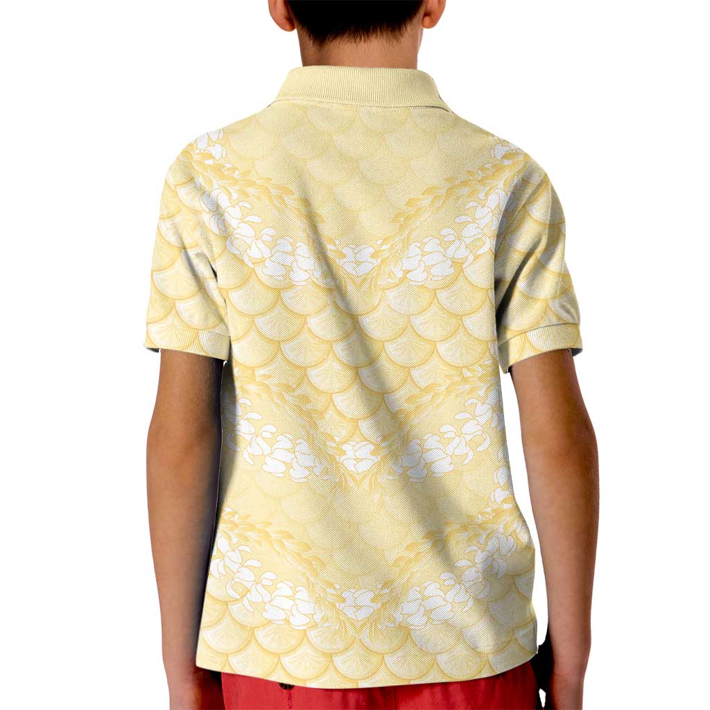Pastel Yellow Mermaid Puakenikeni Maile Lei Kid Polo Shirt LT01 - Polynesian Pride