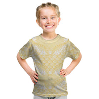 Pastel Yellow Mermaid Puakenikeni Maile Lei Kid T Shirt