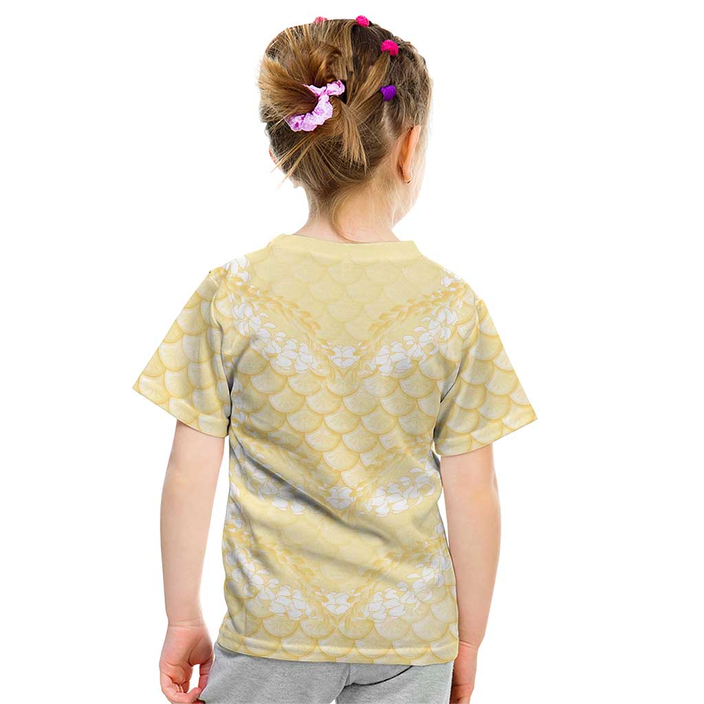 Pastel Yellow Mermaid Puakenikeni Maile Lei Kid T Shirt