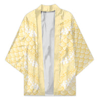 Pastel Yellow Mermaid Puakenikeni Maile Lei Kimono LT01 Unisex Yellow - Polynesian Pride