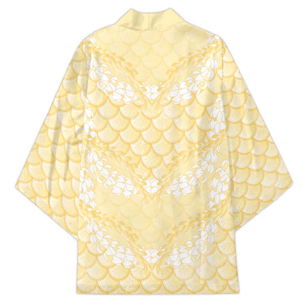 Pastel Yellow Mermaid Puakenikeni Maile Lei Kimono LT01 - Polynesian Pride