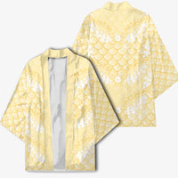 Pastel Yellow Mermaid Puakenikeni Maile Lei Kimono LT01 - Polynesian Pride