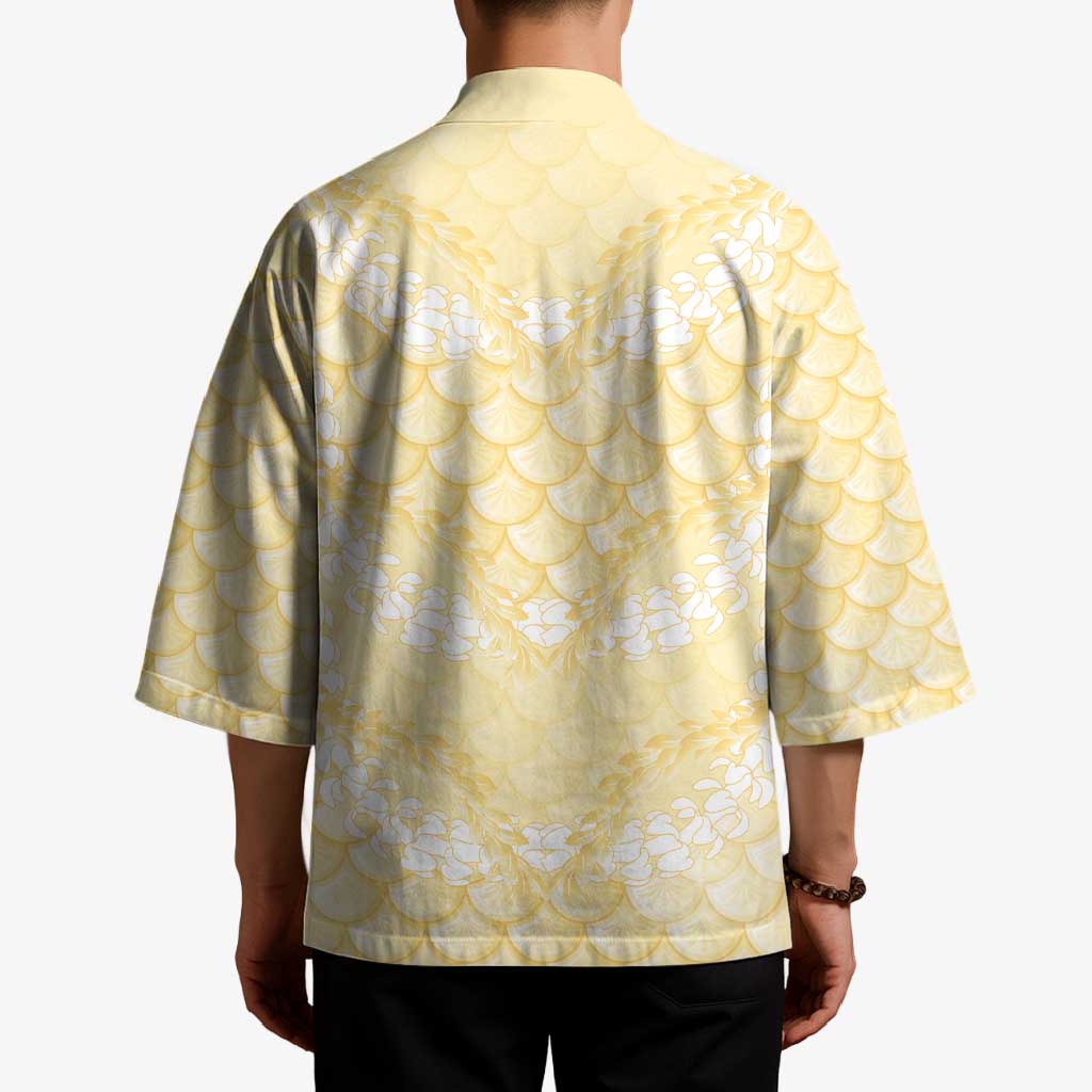 Pastel Yellow Mermaid Puakenikeni Maile Lei Kimono LT01 - Polynesian Pride