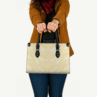 Pastel Yellow Mermaid Puakenikeni Maile Lei Leather Bag LT01 - Polynesian Pride