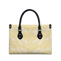 Pastel Yellow Mermaid Puakenikeni Maile Lei Leather Bag LT01 - Polynesian Pride