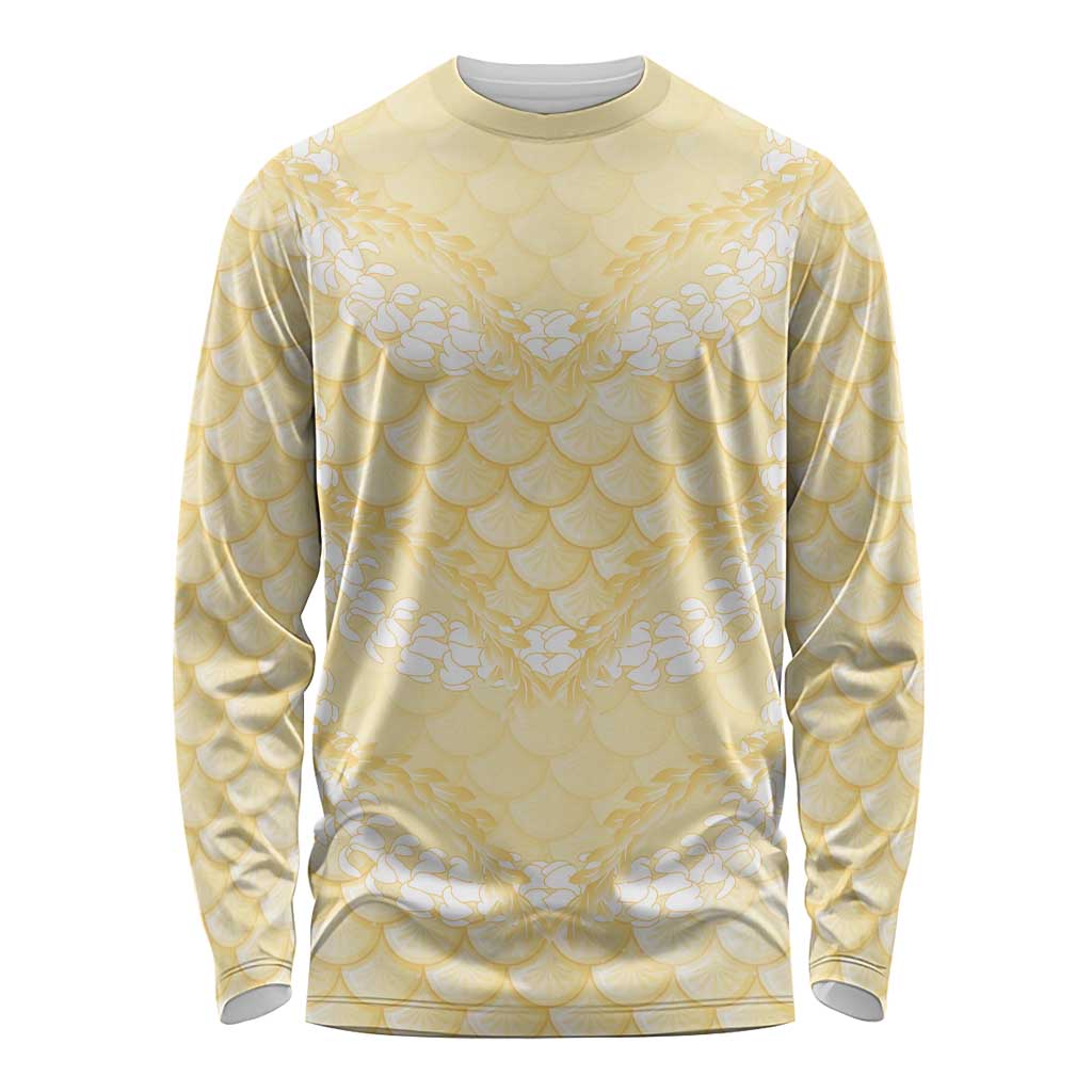 Pastel Yellow Mermaid Puakenikeni Maile Lei Long Sleeve Shirt LT01 Unisex Yellow - Polynesian Pride