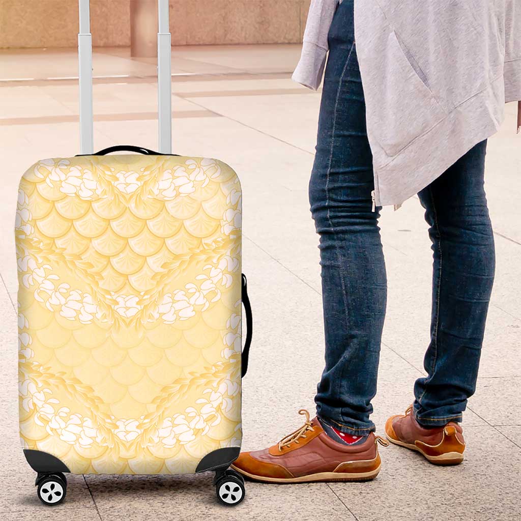 Pastel Yellow Mermaid Puakenikeni Maile Lei Luggage Cover LT01 Yellow - Polynesian Pride