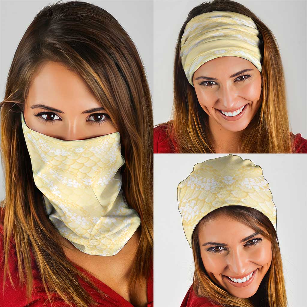Pastel Yellow Mermaid Puakenikeni Maile Lei Neck Gaiter LT01 - Polynesian Pride