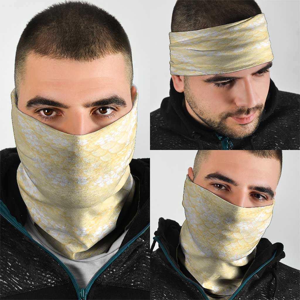Pastel Yellow Mermaid Puakenikeni Maile Lei Neck Gaiter LT01 - Polynesian Pride