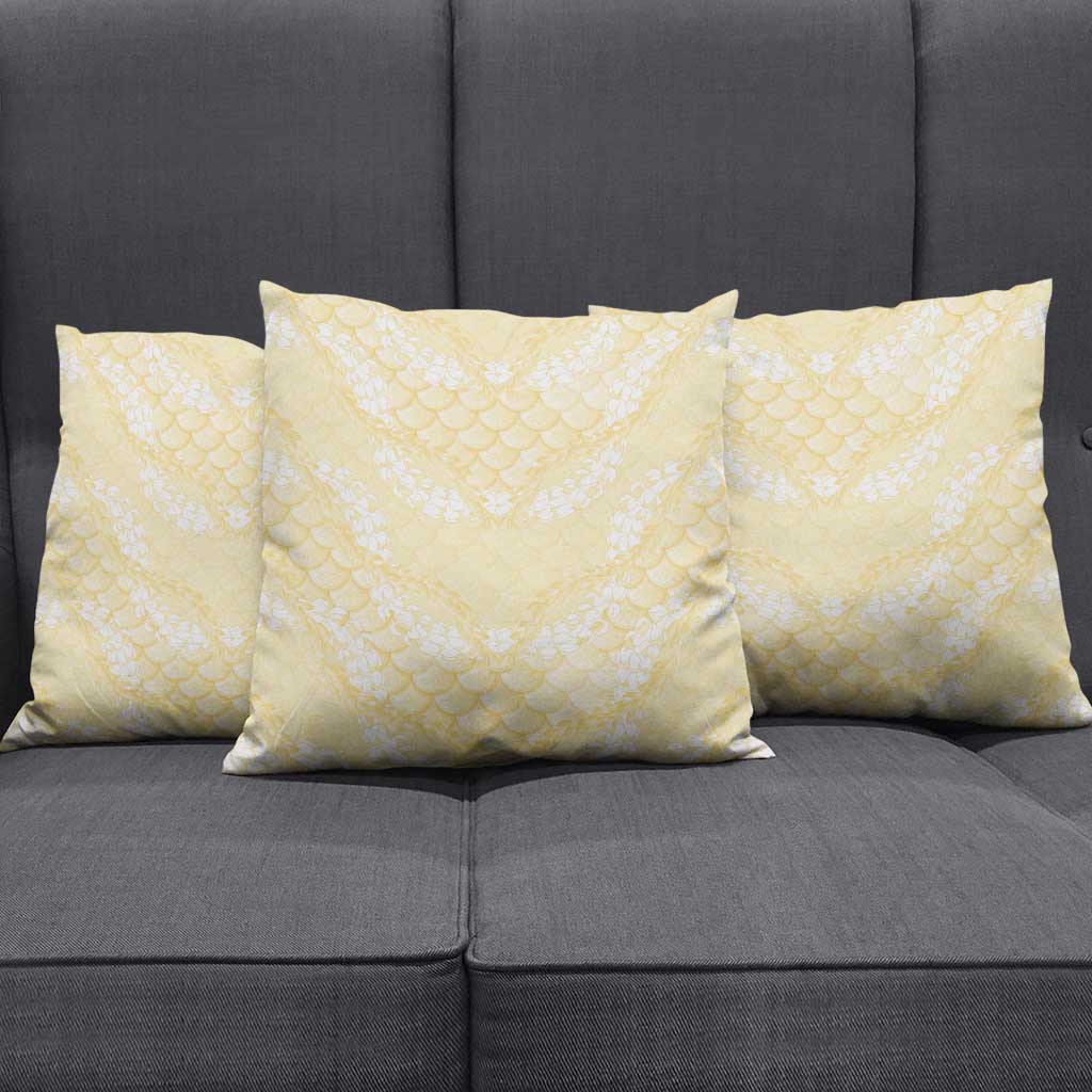 Pastel Yellow Mermaid Puakenikeni Maile Lei Pillow Cover LT01 - Polynesian Pride